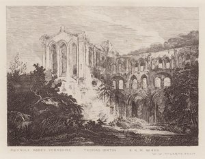 Abadía de Rievaulx (grabado) de Thomas (after) Girtin