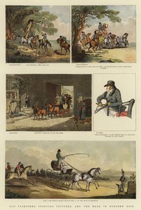 Imágenes deportivas antiguas y el camino en días pasados (litografía en color) de Thomas (after) Rowlandson
