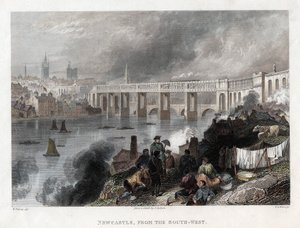 Puente de Alto Nivel sobre el Tyne en Newcastle, 1849 de Thomas Abiel Prior