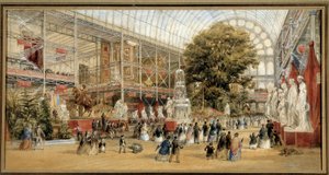 La reina Victoria (1819-1901) visita la exposición de 1851 en el Palacio de Cristal de Londres. Exposición Universal de 1851. Pintura de Thomas Abiel Prior (1809-1886) Ec. Ang. de Thomas Abiel Prior