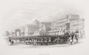 Calcuta, la Explanada, grabado por E. Radclyffe, de 