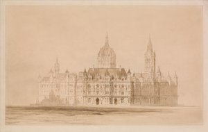 Proyecto para el concurso del ayuntamiento de Mánchester de Thomas Allom