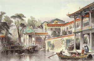 Casa de Conseequa, un comerciante chino, en los suburbios de Cantón, de 