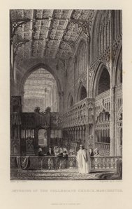 Interior de la Iglesia Colegiata en Manchester de Thomas Allom