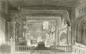 Monumentos a los Condes de Rutland en la Iglesia de Bottesford, Leicestershire de Thomas Allom