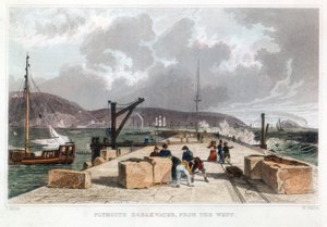 Rompeolas de Plymouth desde el oeste, 1829