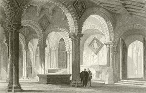 La Galilea, extremo oeste de la Catedral de Durham de Thomas Allom