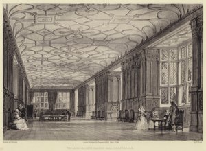 La galería larga, Haddon Hall, Derbyshire de Thomas Allom