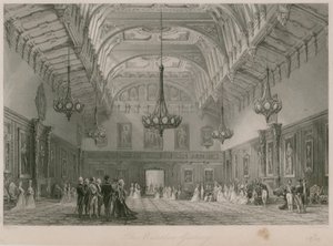 La Galería Waterloo, Palacio de Buckingham. Publicado en 1840 de Thomas Allom