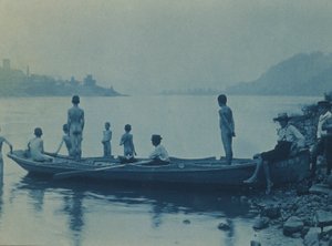 Chicos con una barca, río Ohio, cerca de Wheeling, Virginia Occidental de Thomas Anshutz