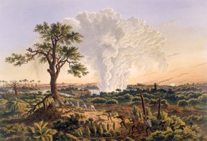 Las cataratas al amanecer con la nube de rocío elevándose 1,200 pies, 1865