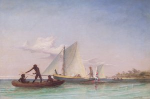 El bote largo del mensajero atacado por nativos