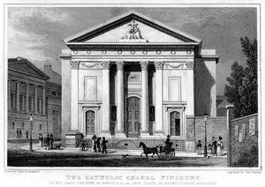 La capilla católica, Finsbury, Londres, 1827 de Thomas Barber
