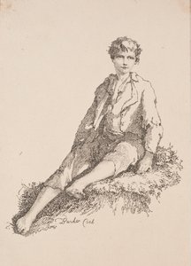Especímenes de Poliautografía: Niño Sentado en un Banco de Hierba de Thomas Barker