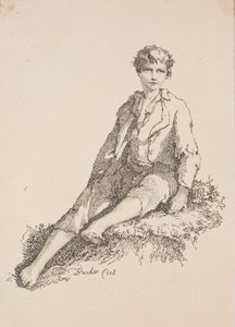 Especímenes de Poliautografía: Niño sentado en un banco de hierba, 1803 de Thomas Barker