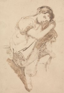 Estudio de una joven apoyando la cabeza en la rodilla de Thomas Barker