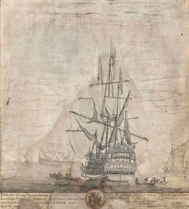 Vista del barco de Su Majestad Royal Sovereign de Thomas Baston