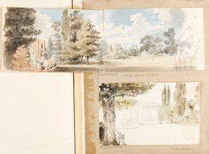 La casa y los terrenos de Merton desde el sureste de Thomas Baxter