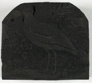 Bloque de madera para El gran chorlito, de Una historia de las aves británicas de Thomas Bewick