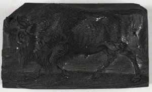 Bloque de Madera para El Uro o Toro Salvaje, de Una Historia General de los Cuadrúpedos