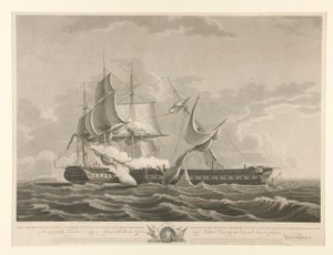 Esta representación de la constitución de fragatas de EE. UU. capturando de Thomas Birch