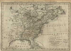 Mapa correcto de los Estados Unidos de América del Norte; incluyendo los territorios británicos y españoles, cuidadosamente trazado de acuerdo con el tratado de 1784. LOC 74692103 de Thomas Bowen