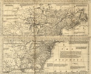 Mapa de los asentamientos británicos y franceses en Norteamérica LOC 2003623385 de Thomas Bowen