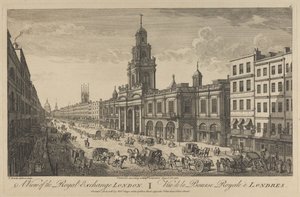 Vista del Royal Exchange Londres, 1751 de Thomas Bowles