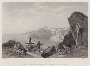 Roca y Promontorio de Escila, Calabria, Italia (grabado) de Thomas Brabazon Aylmer