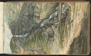 Álbum de estudios de paisajes y figuras. Una cascada de Thomas Bradshaw