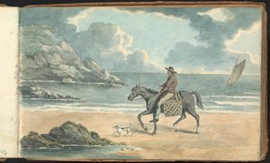 Álbum de estudios de paisajes y figuras: Hombre a caballo en la playa