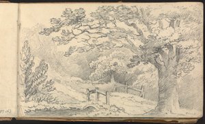 Álbum de estudios de paisajes y figuras: Paisaje rural con puente