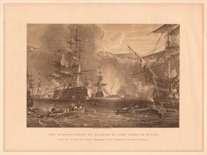 El bombardeo de Argel por Lord Exmouth en 1816, 1878 de Thomas Brown