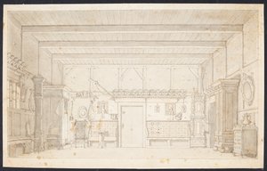 Una casa de campesinos. Boceto decorativo para "La boda de Peter" de Schulz y Thaarup de Thomas Bruun