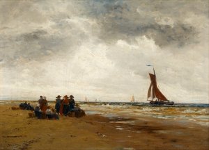 Esperando el regreso de los barcos de pesca, Holanda