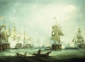 La batalla de Trafalgar, 1805 de Thomas Buttersworth