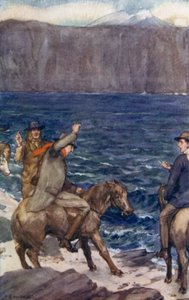 Ilustración de Viaje al centro de la Tierra de Julio Verne (litografía en color)