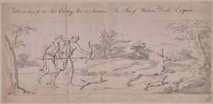 Dos figuras en traje clásico cazando un ciervo de Thomas Carter