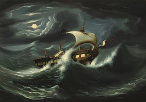 Fragata Azotada por la Tormenta, mediados del siglo XIX de Thomas Chambers