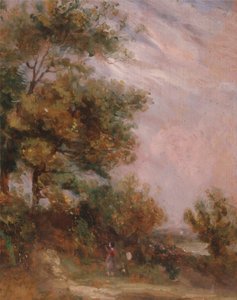 Paisaje con árboles y una figura