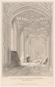 Claustro, Capilla de San Esteban, Paseo Sur, mirando al E. Westminster de Thomas Clark