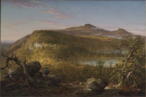 Vista de los dos lagos y de Mountain House, montañas Catskill, mañana de Thomas Cole