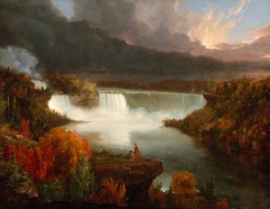 Vista lejana de las Cataratas del Niágara de Thomas Cole