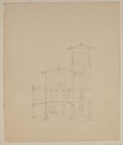 Dibujo de la villa propuesta en Catskill, c.1801-48 de Thomas Cole