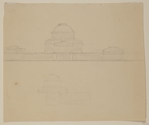 Elevación de la Casa del Estado de Ohio, c.1838