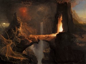 Expulsión. Luna y luz de fuego de Thomas Cole