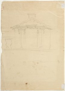 Dibujo a mano alzada de la elevación del nuevo estudio en Cedar Grove de Thomas Cole