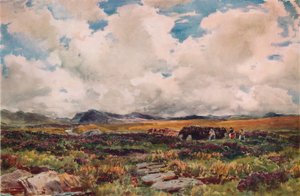Apilando Turba, Festiniog, Gales del Norte, 1881 de Thomas Collier