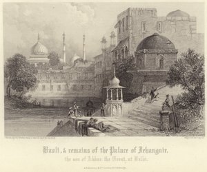Baoli y restos del Palacio de Jehanguir de Thomas Colman Dibdin