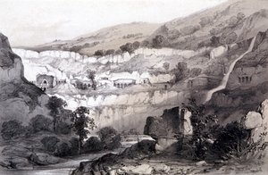 Vista de las Cuevas, Ajunta, India, 1844 de Thomas Colman Dibdin